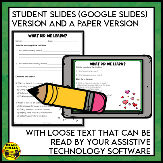 Charity and Volunteering Grade 3 Social Studies | Paper and Digital
