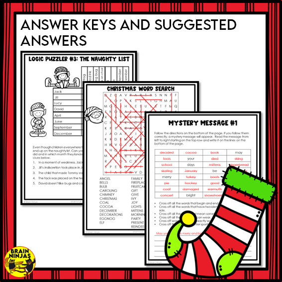 Christmas Word Games Logic Puzzles and Creative Thinking Activities | Paper and Digital