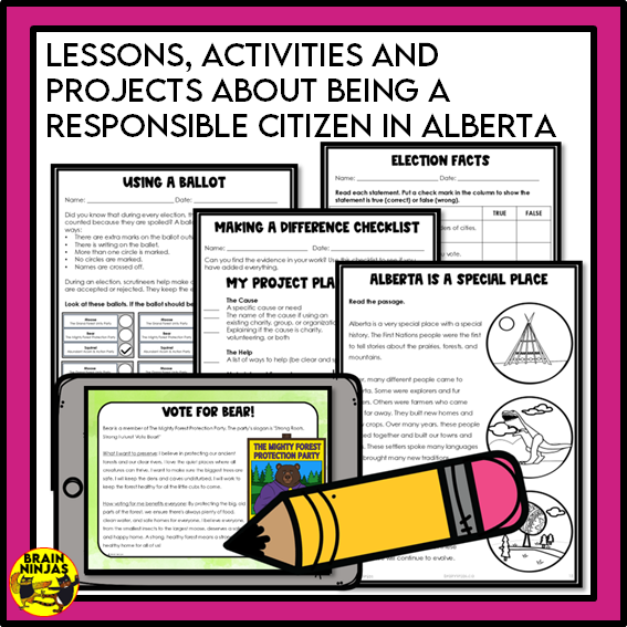 Alberta Social Studies Grade 3 Citizenship Unit | Paper and Digital