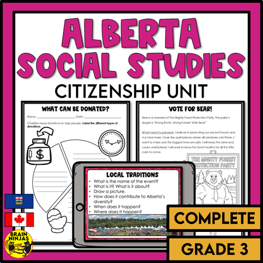 Alberta Social Studies Grade 3 Citizenship Unit | Paper and Digital