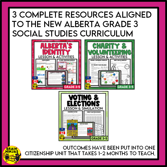 Alberta Social Studies Grade 3 Citizenship Unit | Paper and Digital