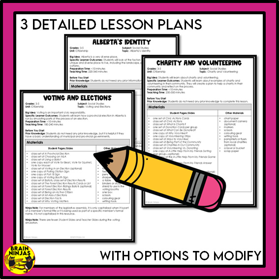 Alberta Social Studies Grade 3 Citizenship Unit | Paper and Digital