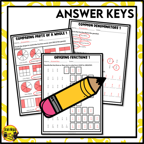 Comparing Fractions With Uncommon Denominators Math Worksheets | Paper