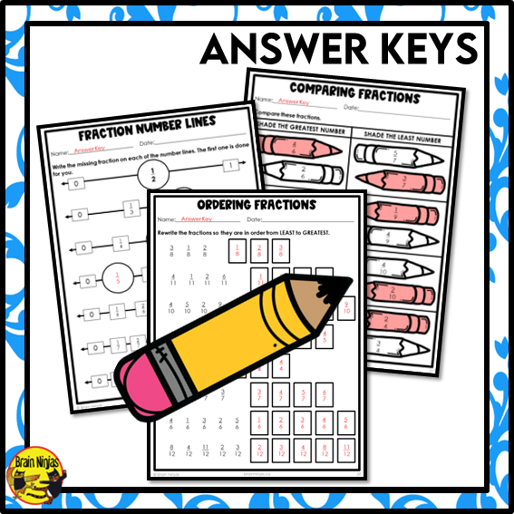 Comparing and Ordering Fractions WIth Common Denominators Math Worksheets | Paper | Grade 3