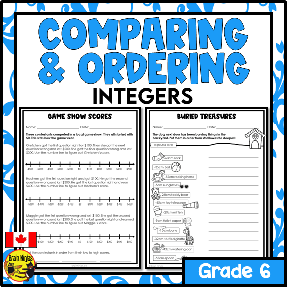 Comparing and Ordering Integers Math Worksheets | Paper | Grade 6