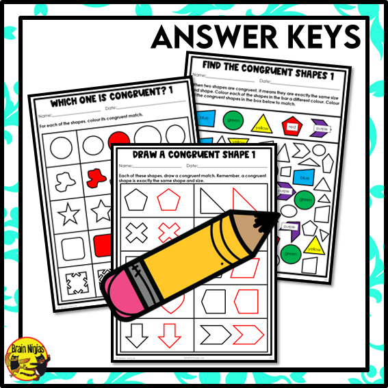 Congruency of 2D Shapes Math Worksheets | Paper
