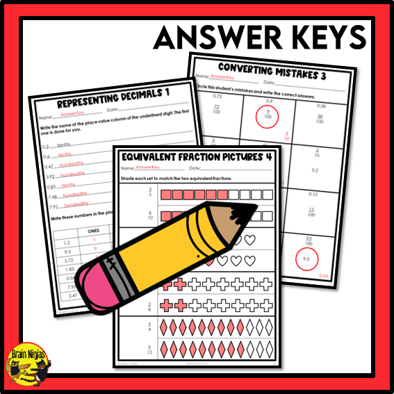 Alberta Math Curriculum Decimals and Fractions Worksheets Bundle | Paper | Grade 4