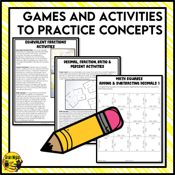 Decimals, Fractions, Ratios, Percent Interactive Math Unit | Paper | Grade 5 Grade 6