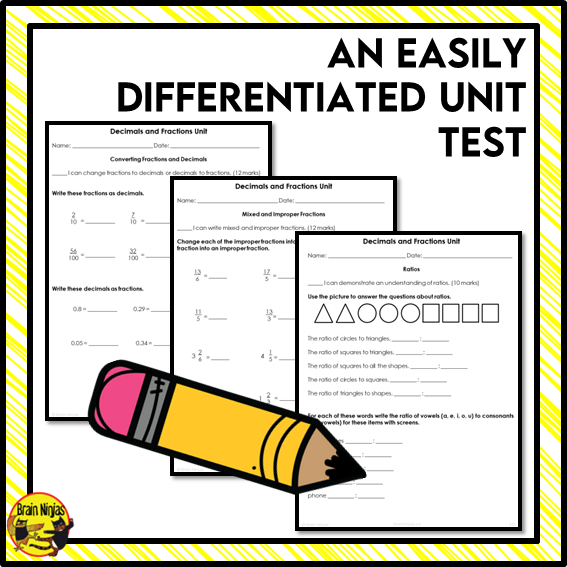 Decimals, Fractions, Ratios, Percent Interactive Math Unit | Paper | Grade 5 Grade 6