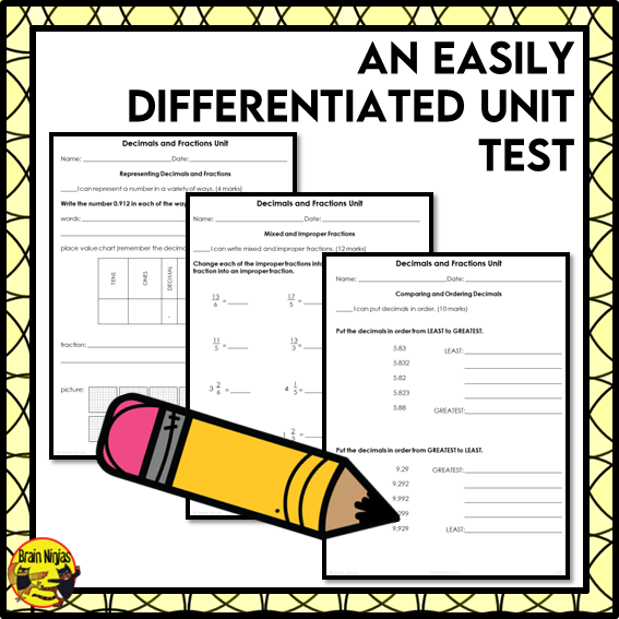 Decimals and Fractions Interactive Math Unit | Paper | Grade 5