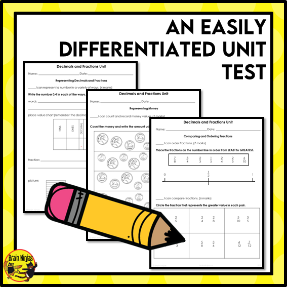 Decimals and Fractions Interactive Math Unit | Paper | Grade 4