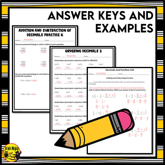 Decimals and Fractions Interactive Math Unit | Paper | Grade 4 Grade 5