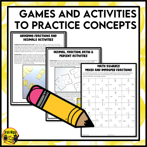 Decimals, Fractions, Ratios, Percent Interactive Math Unit | Paper | Grade 6
