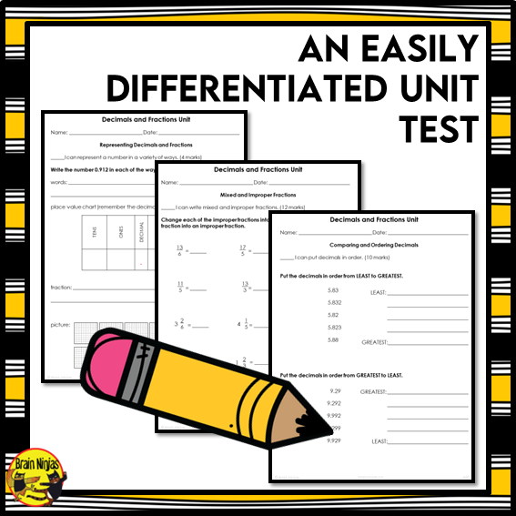 Decimals and Fractions Interactive Math Unit | Paper | Grade 4 Grade 5