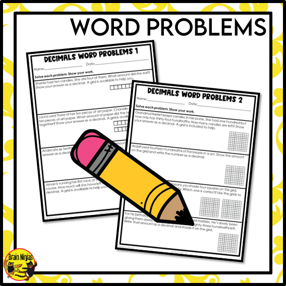 Decimals to Hundredths Place Math Worksheets | Paper