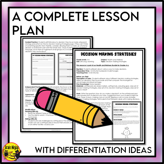 Free Decision Making | Life-Long Learning | Health and Wellness Lesson | Paper and Digital