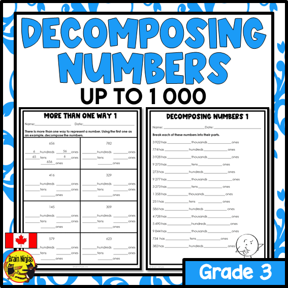 Decomposing Numbers to 1000 Math Worksheets | Paper | Grade 4