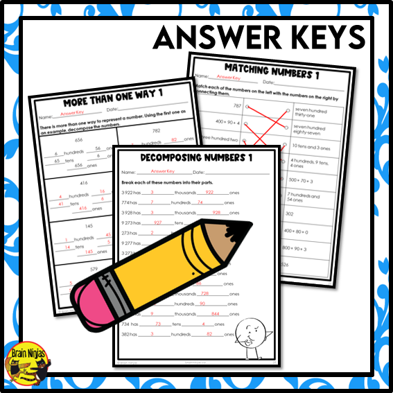 Decomposing Numbers to 1000 Math Worksheets | Paper | Grade 4