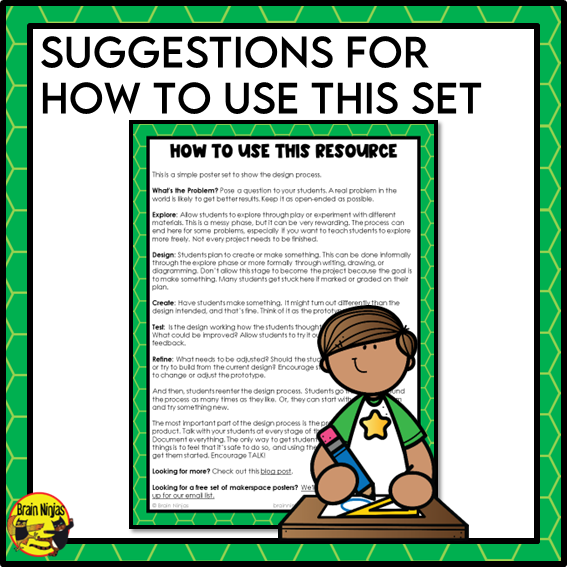 Makerspace Poster Set | Design Thinking | Project Based Learning | Paper