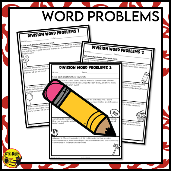 Division Math Worksheets | 2 by 1 Digit With Whole Number Remainders | Paper