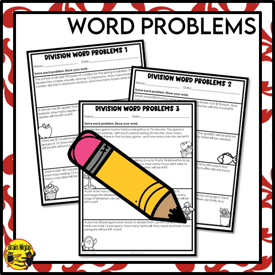 Division Math Worksheets | 2 digits by 2 Digits With Remainders | Paper