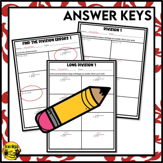 Division Math Worksheets | 2 by 1 Digit With Whole Number Remainders | Paper