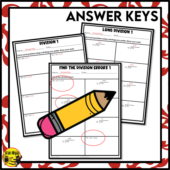 Division Math Worksheets | 2 digits by 2 Digits With Remainders | Paper