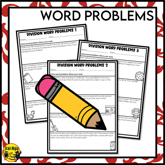 Division Math Worksheets | 3 by 1 Digit Without Remainders | Paper