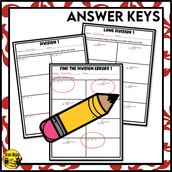 Division Math Worksheets | 2 digits by 2 Digits Without Remainders | Paper