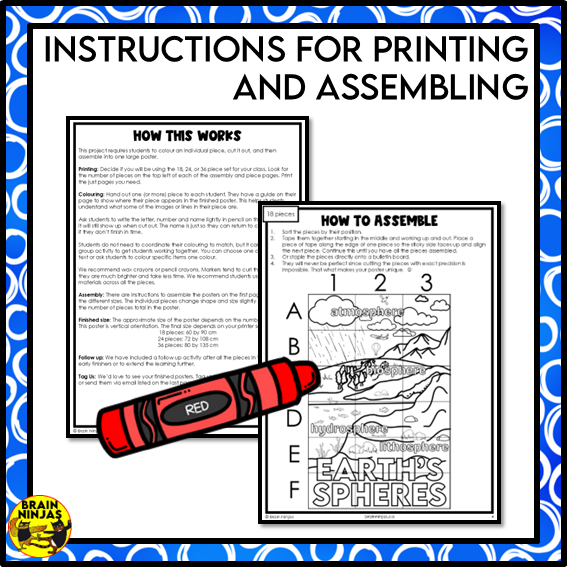 Earth's Spheres Collaborative Poster Colouring Activity | Paper