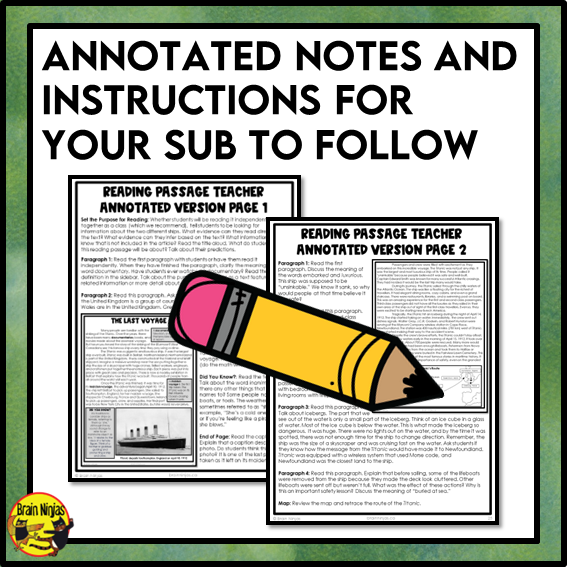 Emergency Sub Plans | Ships and Wrecks | Paper | Grade 4 Grade 5 Grade 6