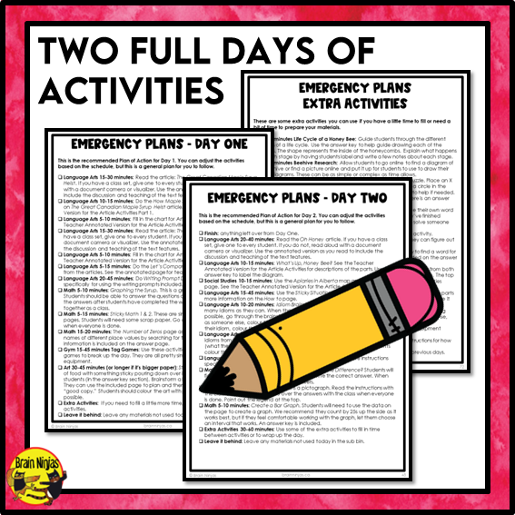 Emergency Sub Plans | Sticky Situations | Paper | Grade 4 Grade 5 Grade 6