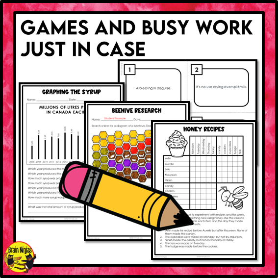 Emergency Sub Plans | Sticky Situations | Paper | Grade 4 Grade 5 Grade 6