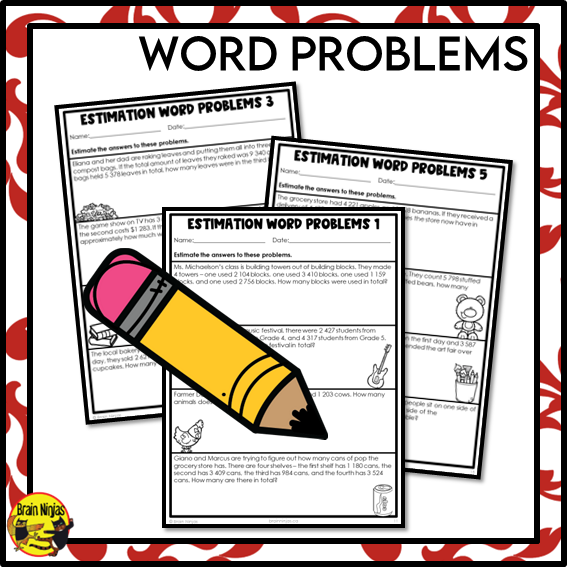 Estimation Within 10 000 Math Worksheets | Addition and Subtraction | Paper | Grade 4