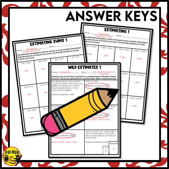 Estimation Within 10 000 Math Worksheets | Addition and Subtraction | Paper | Grade 4