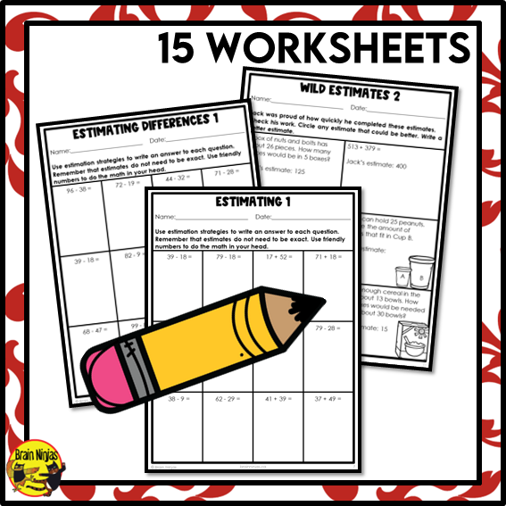 Estimation Within 1000 Math Worksheets | Addition and Subtraction | Paper | Grade 3
