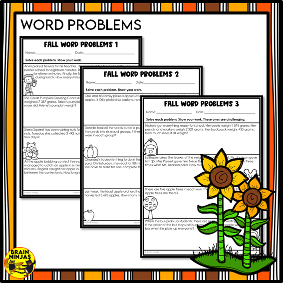 Fall Math Worksheets Numbers up to 10 000 | Paper
