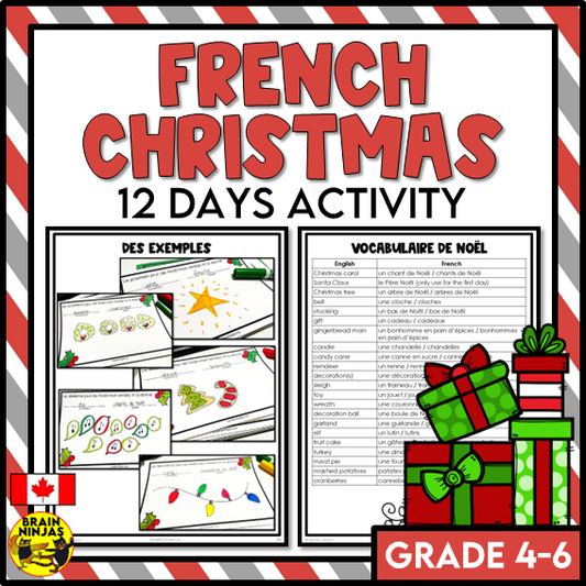 French Christmas Vocabulary Activity 12 Days of Christmas | Paper