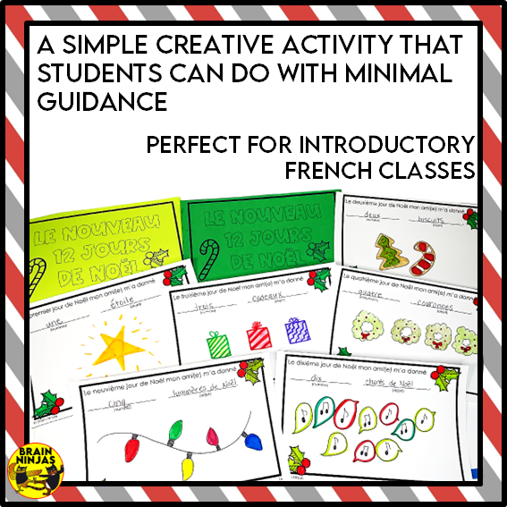 French Christmas Vocabulary Activity 12 Days of Christmas | Paper