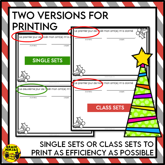 French Christmas Vocabulary Activity 12 Days of Christmas | Paper