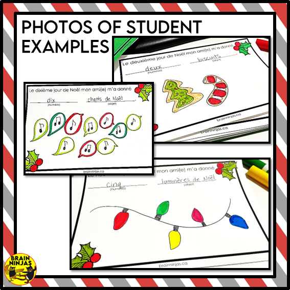 French Christmas Vocabulary Activity 12 Days of Christmas | Paper