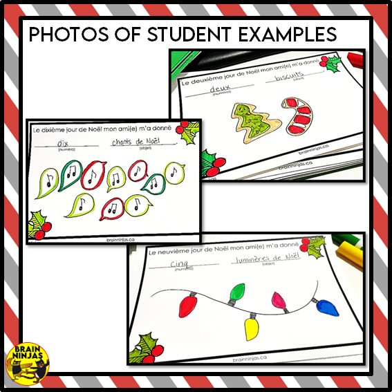 French Christmas Vocabulary Activity 12 Days of Christmas | Paper