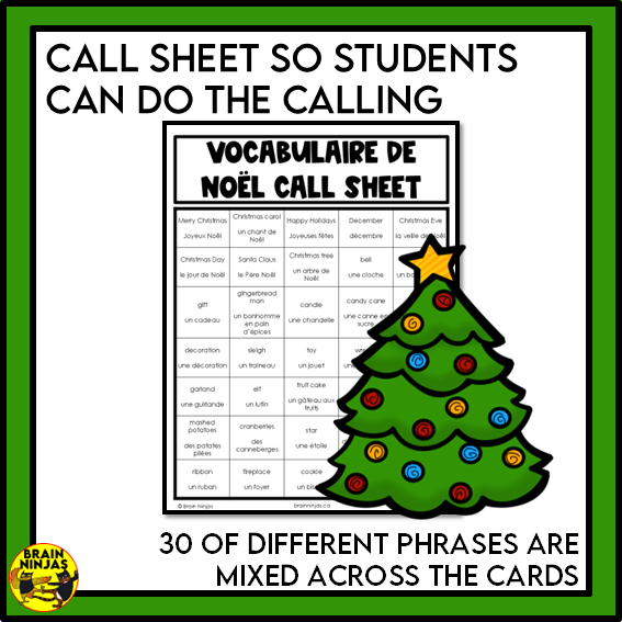 French Christmas Bingo Vocabulary | Paper