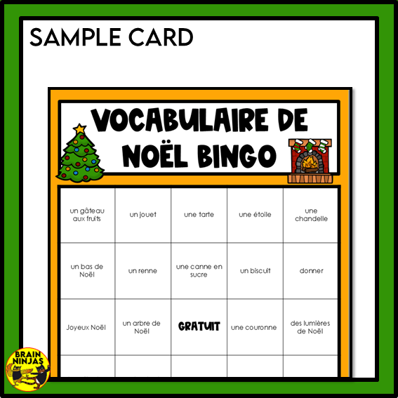 French Christmas Bingo Vocabulary | Paper