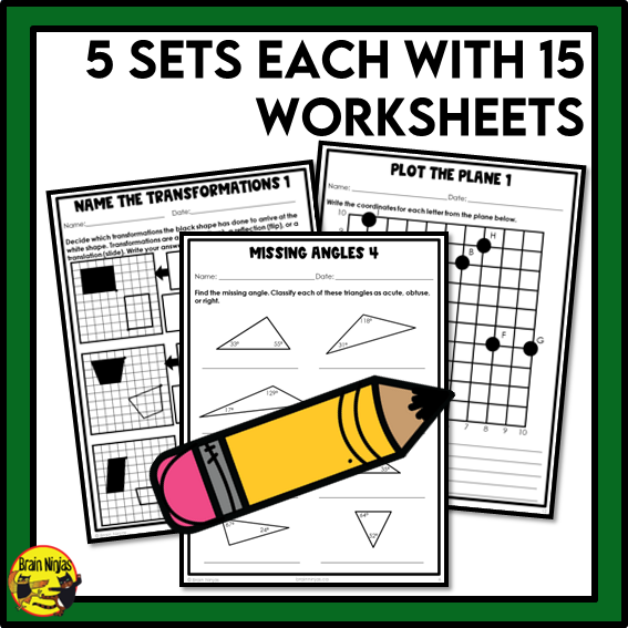 Saskatchewan Aligned Geometry Math Worksheets Bundle | Paper | Grade 6