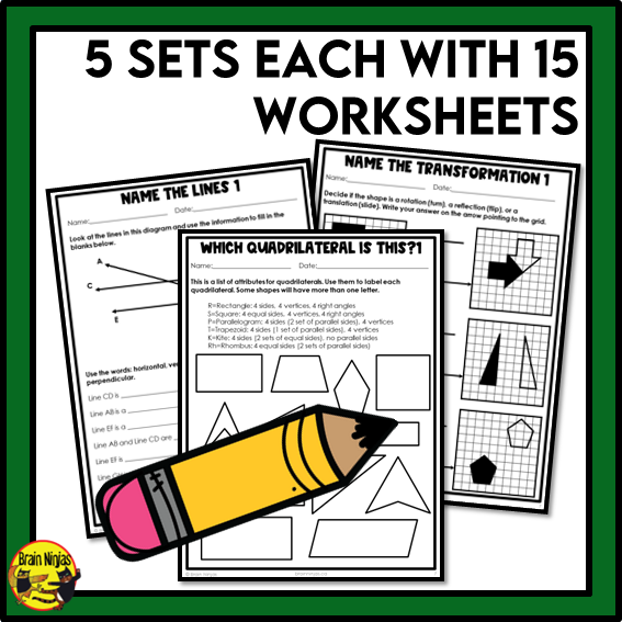 Saskatchewan Aligned Geometry Math Worksheets Bundle | Paper | Grade 5