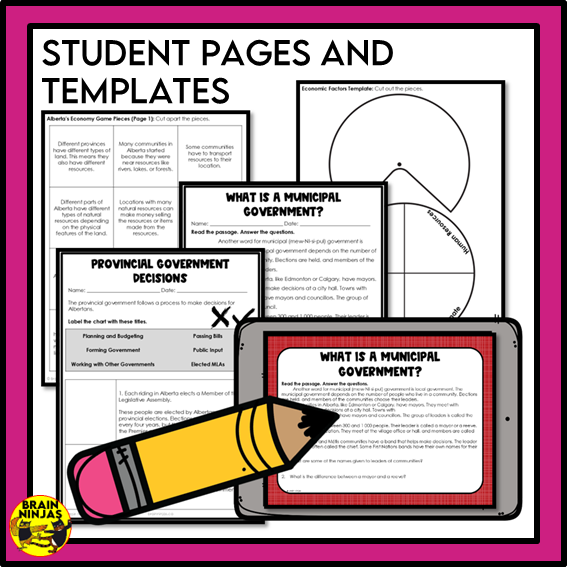 Alberta Social Studies Grade 3 Systems Unit | Paper and Digital