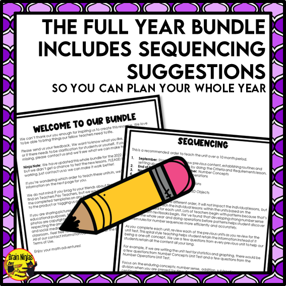 Year Long Math Interactive Math Unit Bundle | Paper | Grade 3