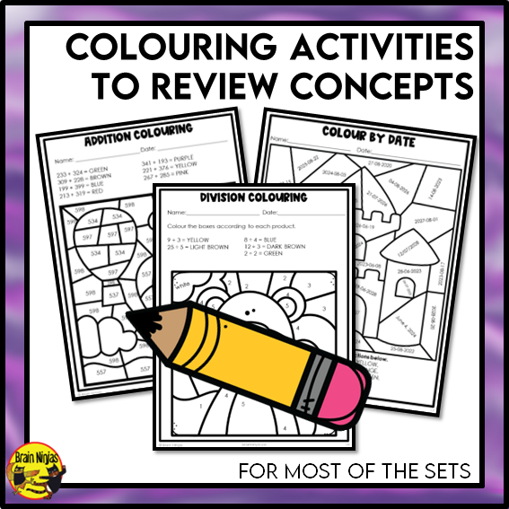 Math Worksheets Full Year Bundle With Concepts Only | Paper | Grade 3