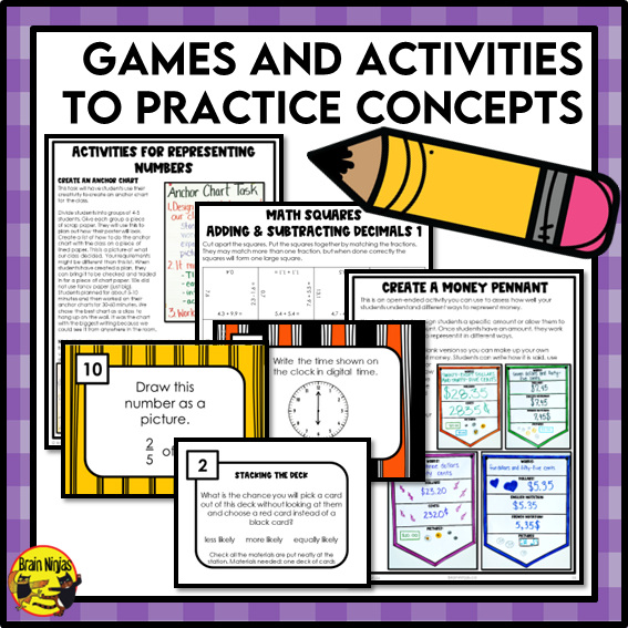 Year Long Math Interactive Math Unit Bundle | Paper | Grade 4